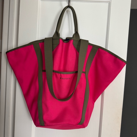 Rothy's Vibrant Pink,Olive, and Blue Reversible Tote Bag Casual, oversized, - Picture 9 of 12